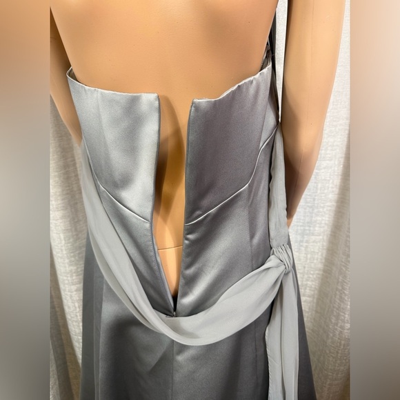 David’s Bridal Silver Halter Formal Gown Size 12 | Elegant A-Line Evening Dress - Picture 8 of 8